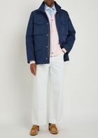 Valentino Garavani Funnel-neck Twill Coat Navy