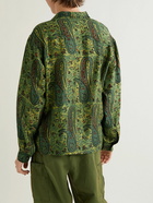 Karu Research - Camp-Collar Printed Silk-Gauze Shirt - Green