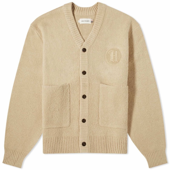 Photo: Honor the Gift Men's Stamp Patch Cardigan in Tan