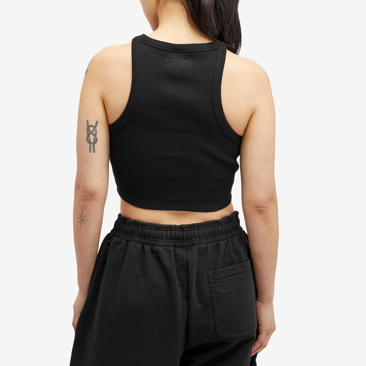 Vetements Women's Cropped Racing Tank Top in Black