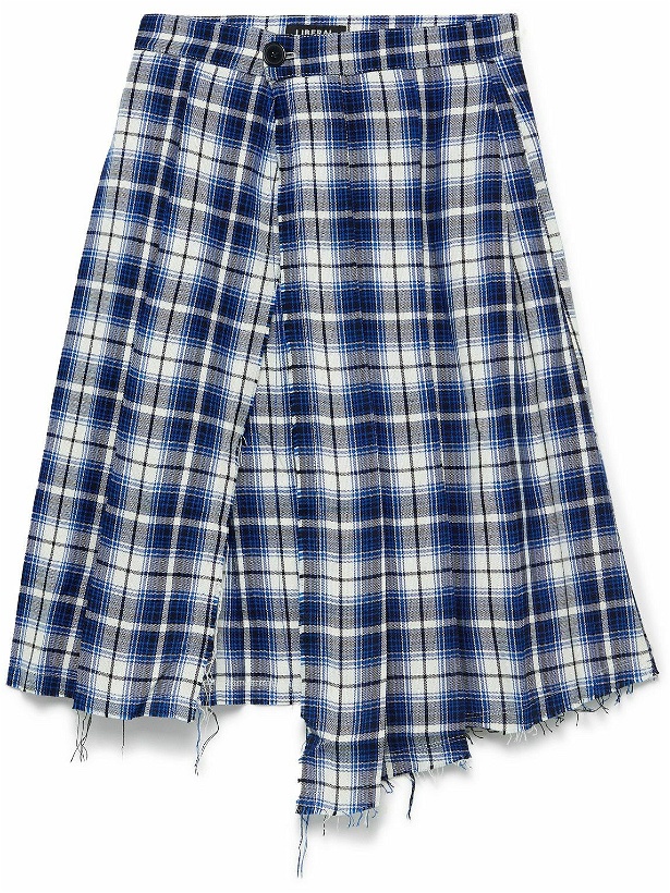 Photo: Liberal Youth Ministry - Frayed Checked Woven Skirt - Blue