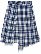 Liberal Youth Ministry - Frayed Checked Woven Skirt - Blue