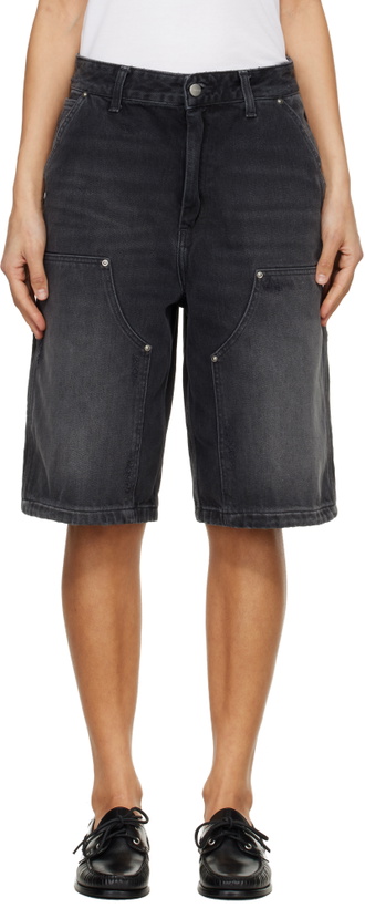 Photo: Carhartt Work In Progress Black Nixon Double Knee Denim Shorts