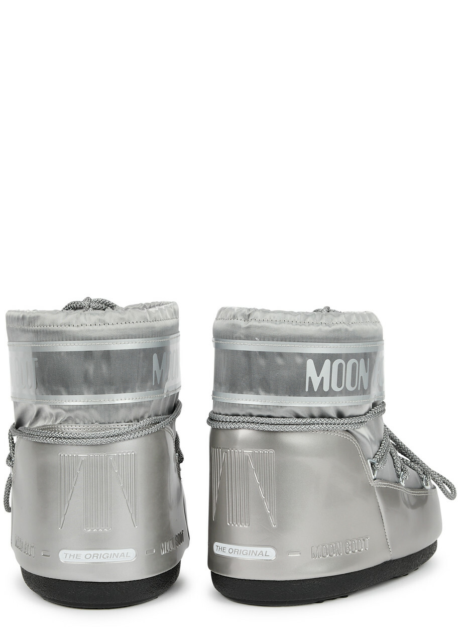 Moon Boot Icon Padded Metallic Satin Snow Boots Silver