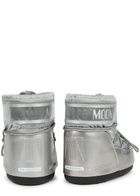Moon Boot Icon Padded Metallic Satin Snow Boots Silver