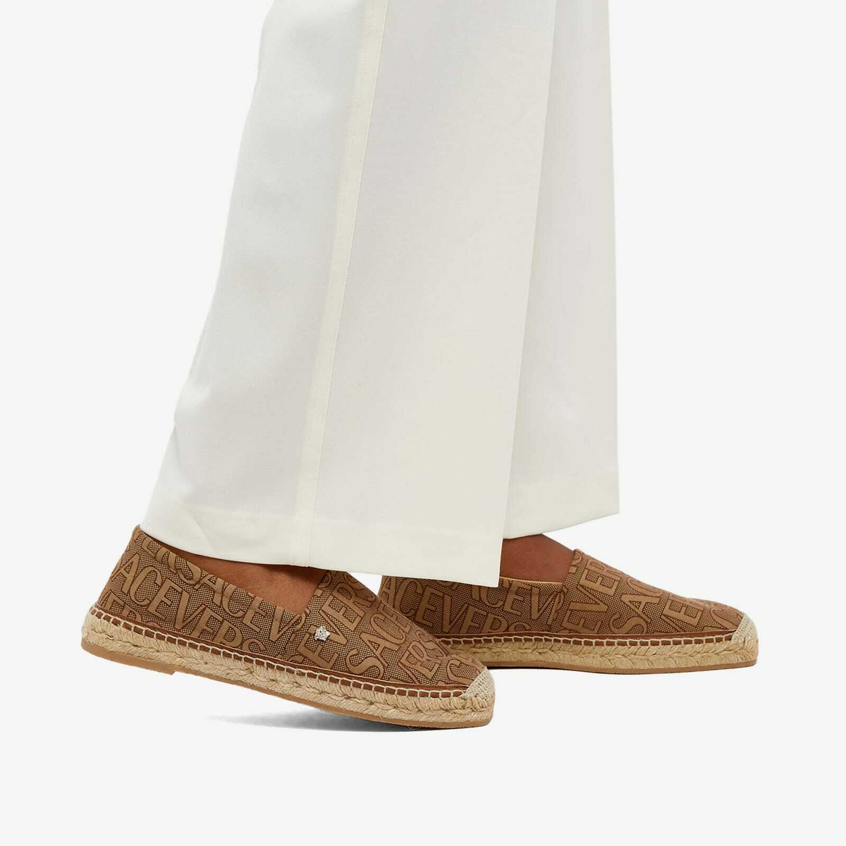 Versace Women's All Over Logo Espadrilles in Beige Versace