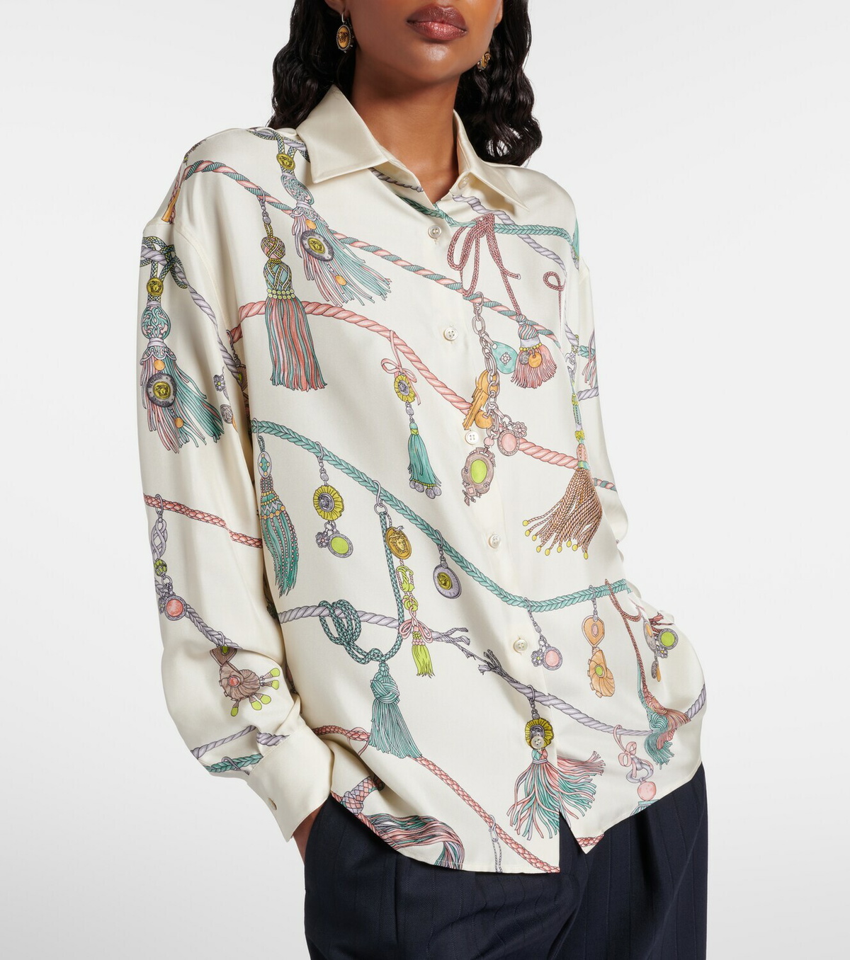 Versace Printed silk twill shirt