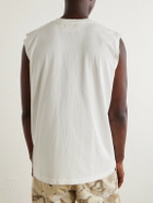 Cherry Los Angeles - Logo-Printed Distressed Cotton-Jersey Tank Top - Neutrals