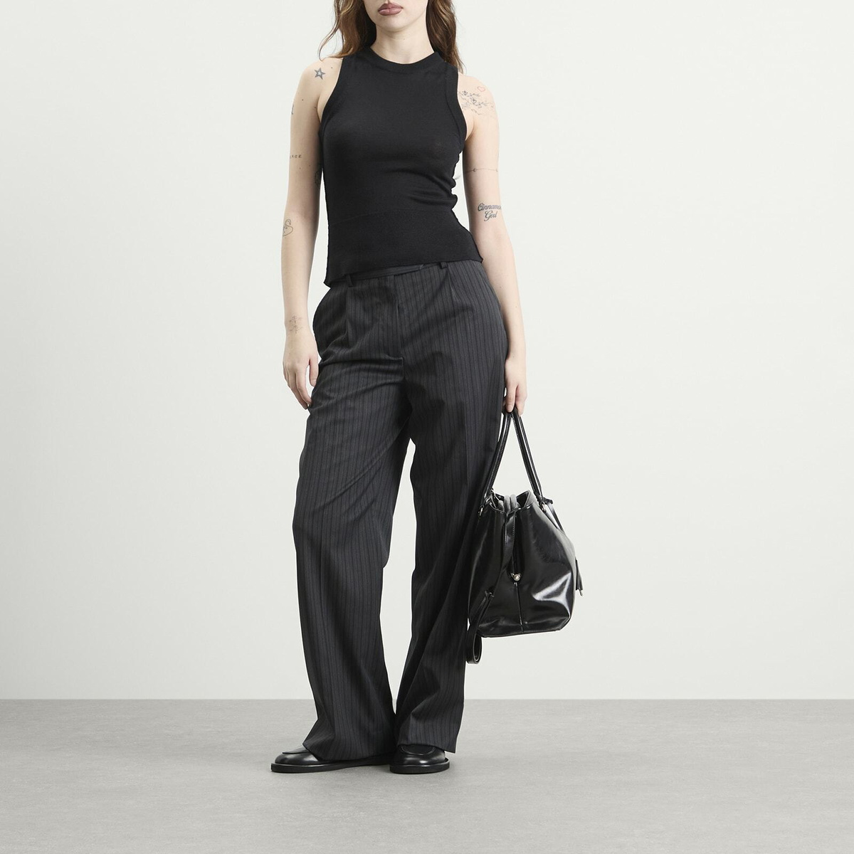 mfpen Women's Appointment Top in Black Merino Silk