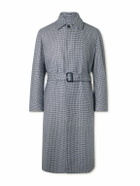 Dunhill - Belted Houndstooth Cashmere Coat - Blue