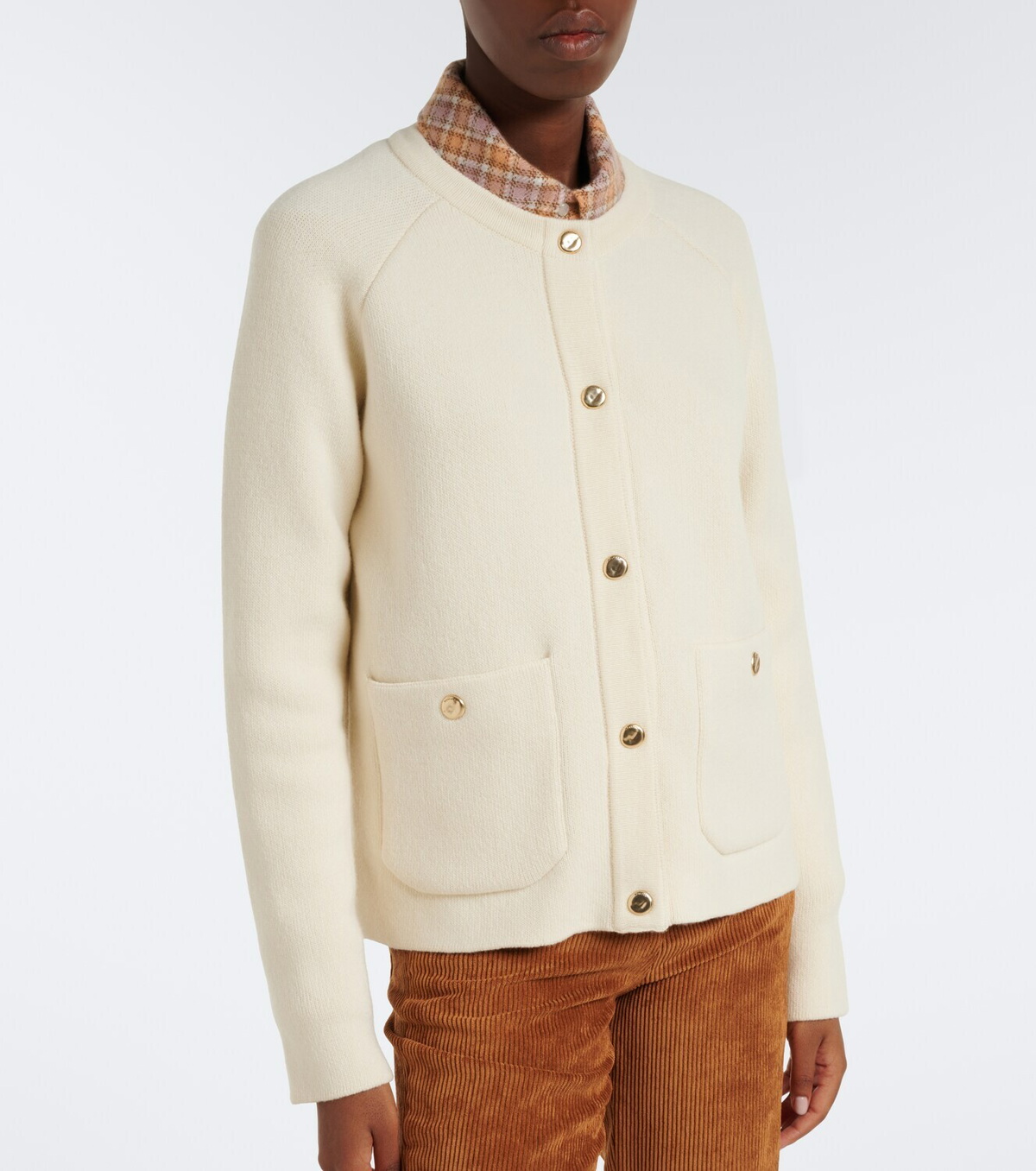 Moncler Wool, cotton, and cashmere-blend cardigan