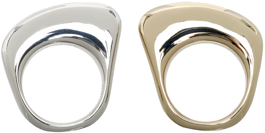 Lemaire Two-Piece Silver & Gold Drop Ring Set Lemaire