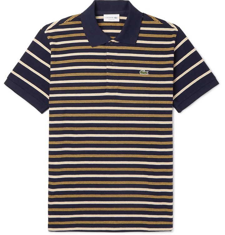 Photo: Lacoste - Striped Cotton-Piqué Polo Shirt - Blue