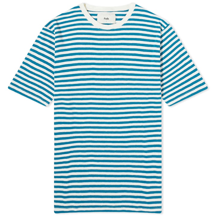 Photo: Folk Men's Classic Stripe T-Shirt in Ocean Blue