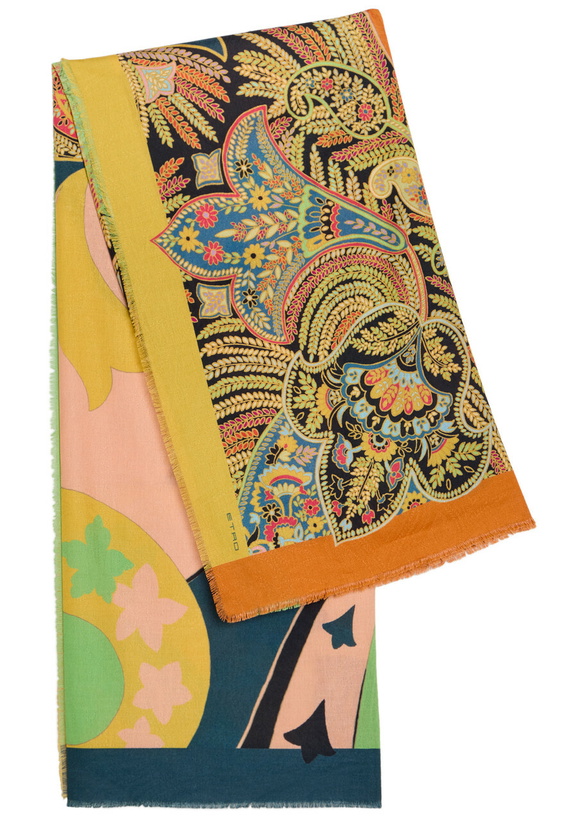 Photo: Etro Printed Cotton-blend Scarf - Multicoloured - One Size