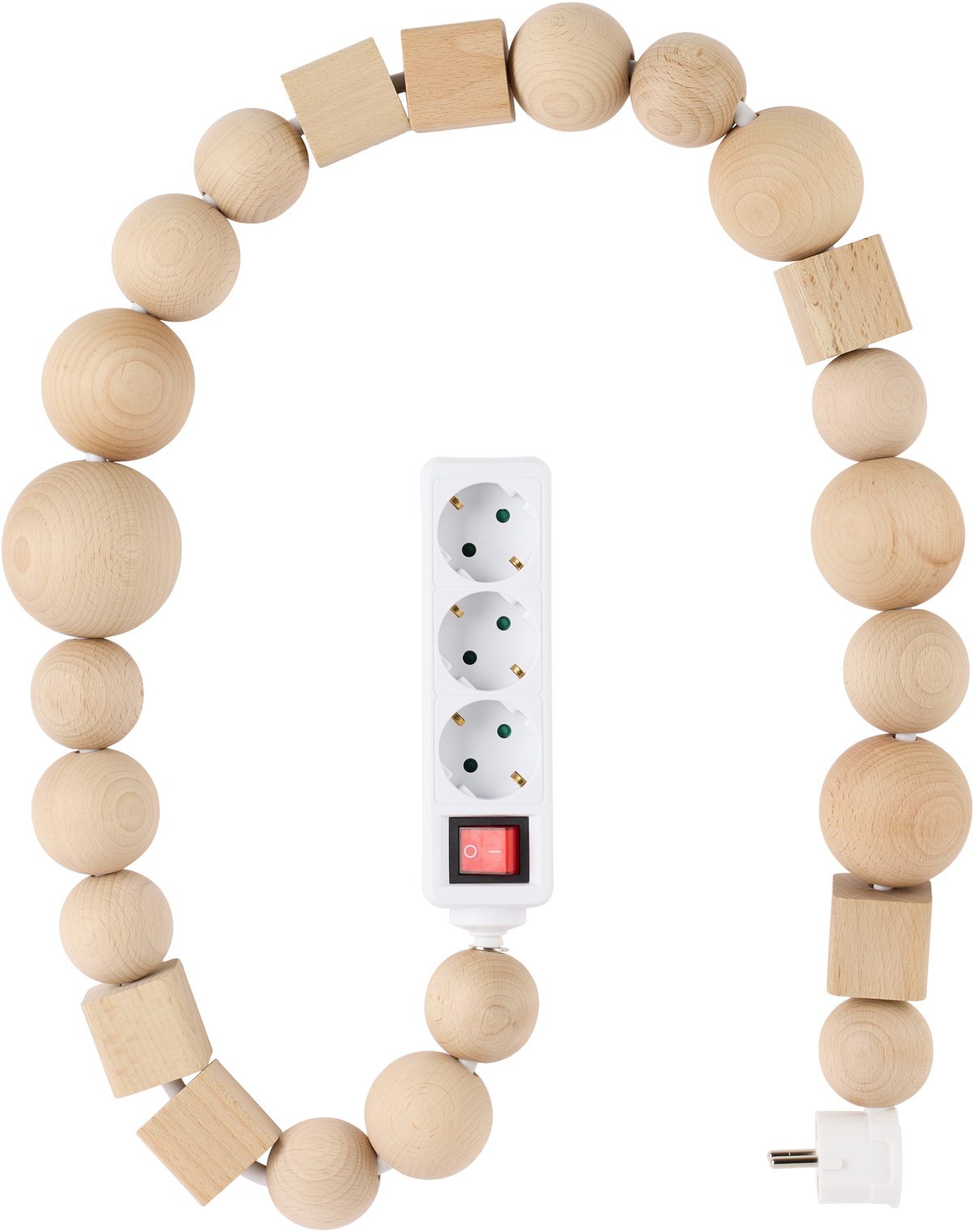 （2m）BLESS Cable Jewelry Multiplug Wood Bless White & Beige Nº26 Multiplug Extension Cord Bless