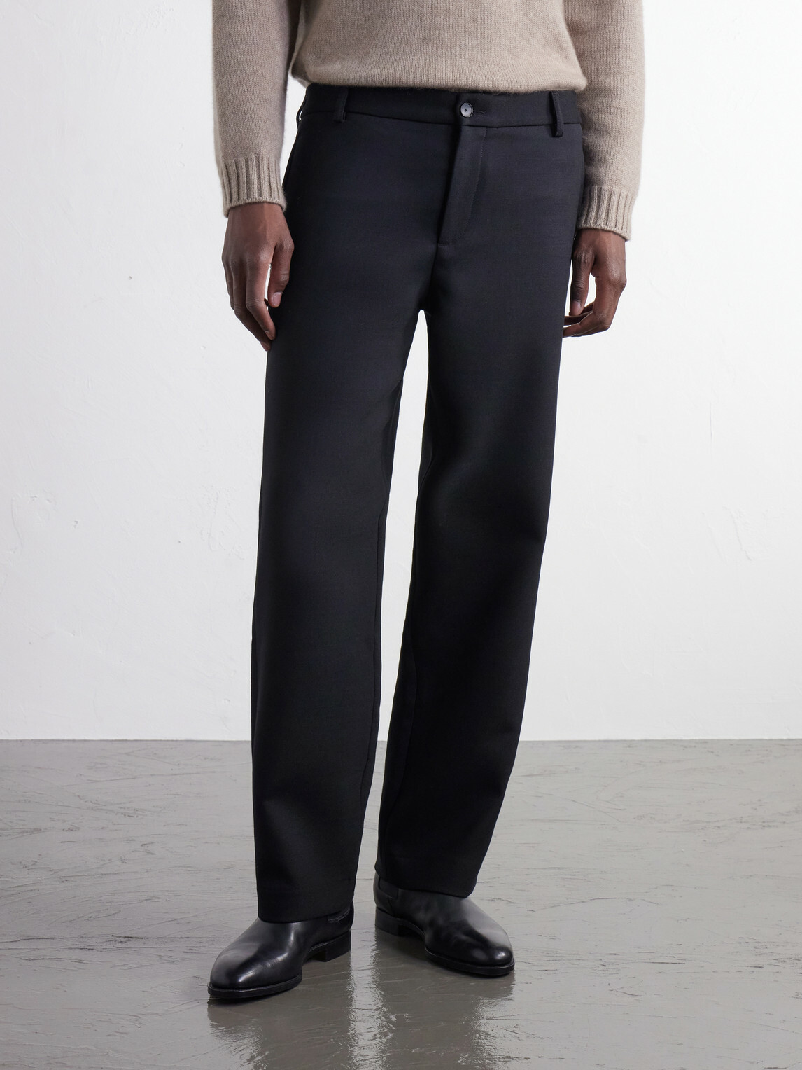 Mr P. - Straight-Leg Tricotine Twill Trousers - Black
