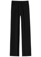 Herno Plissé Wide-leg Jersey Trousers Black