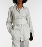 Róhe Belted striped silk and cotton shirt