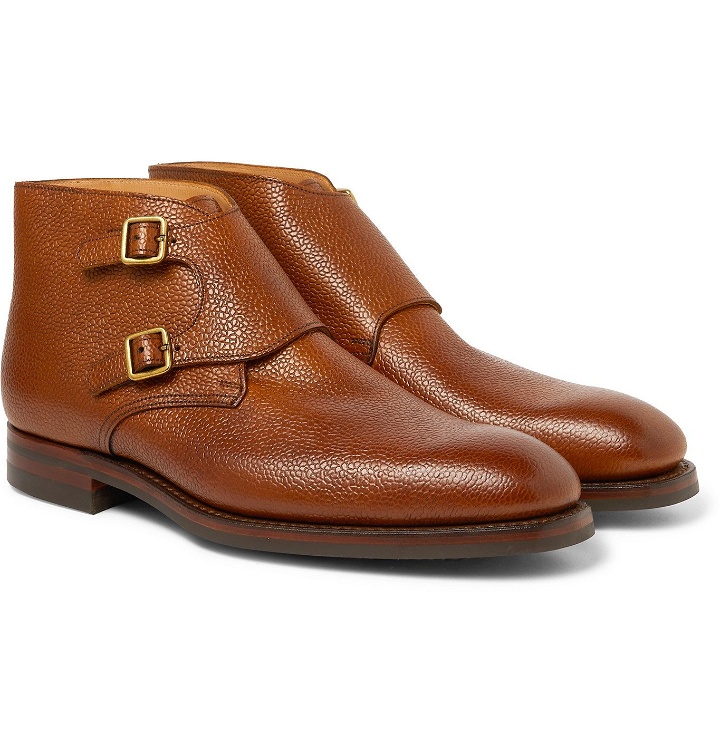 Photo: George Cleverley - Pebble-Grain Leather Monk-Strap Boots - Brown