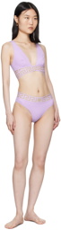 Versace Underwear Purple Greca Border Bikini Top