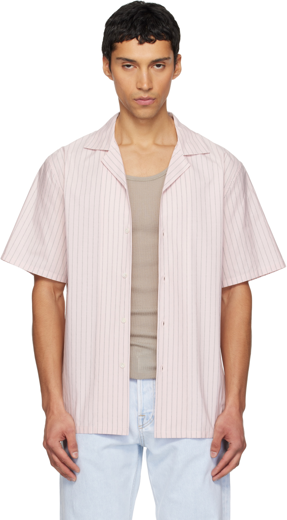 Lanvin Pink Striped Bowling Shirt