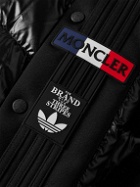 Moncler Genius - adidas Originals Beiser Tech Jersey-Trimmed Quilted Glossed-Shell Hooded Down Jacket - Black