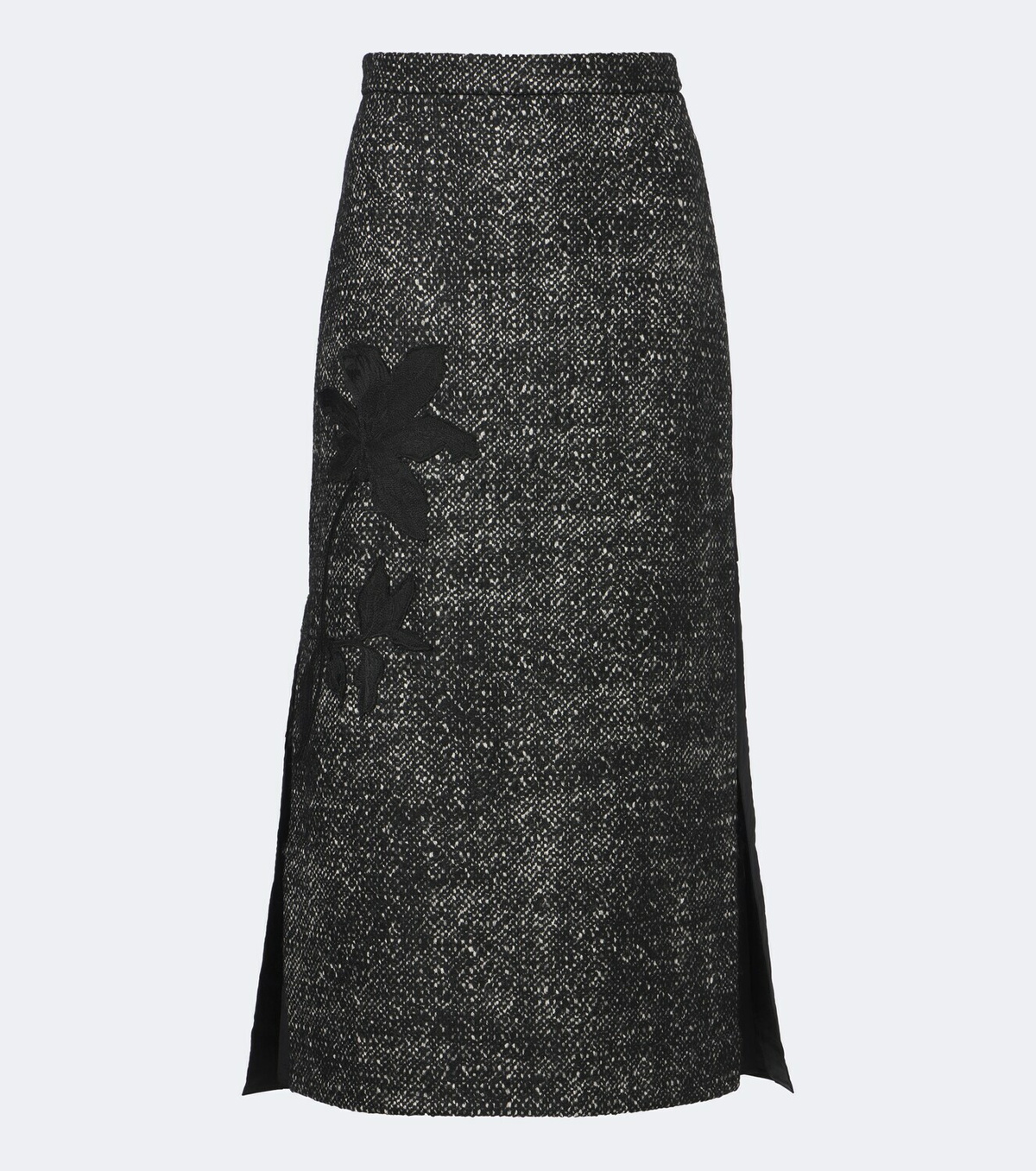Erdem Embroidered wool-blend midi skirt