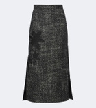 Erdem Embroidered wool-blend midi skirt