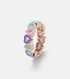 Kamyen 18kt rose gold ring with diamonds and enamel