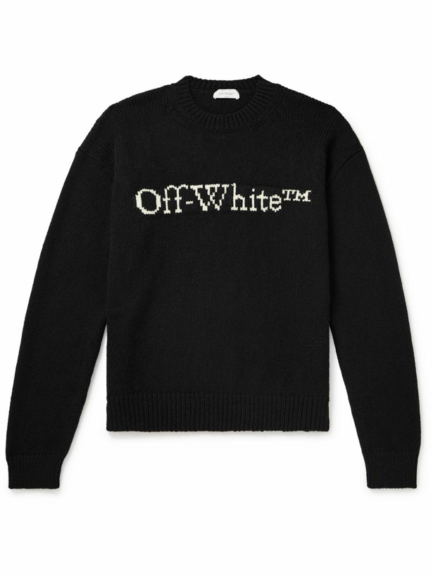 Photo: Off-White - Big Bookish Logo-Jacquard Wool-Blend Sweater - Black