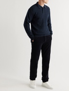 Mr P. - Racking Stitch Donegal Wool Polo Shirt - Blue