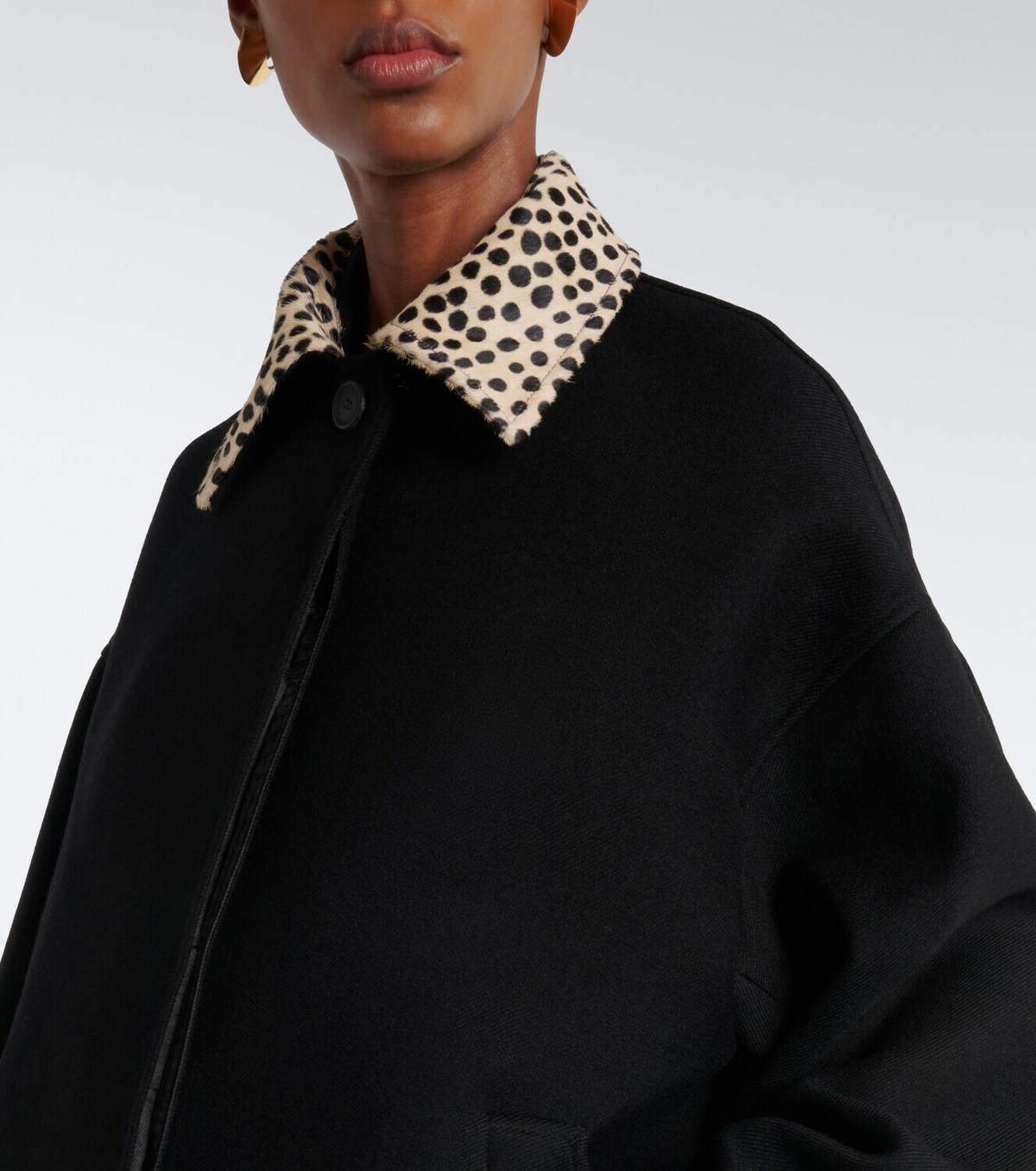 Róhe Calf hair-trimmed virgin wool coat