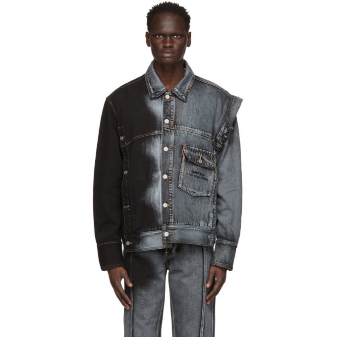 Photo: Feng Chen Wang Blue and Black Levis Edition Denim Oversized Trucker Jacket