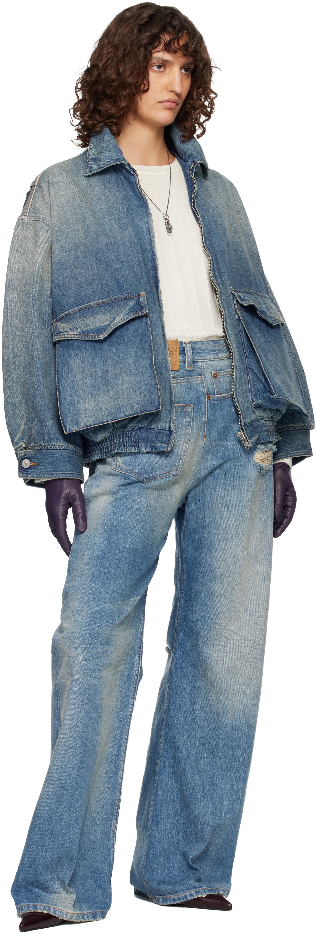 MM6 Maison Margiela Blue Flap Pocket Denim Jacket