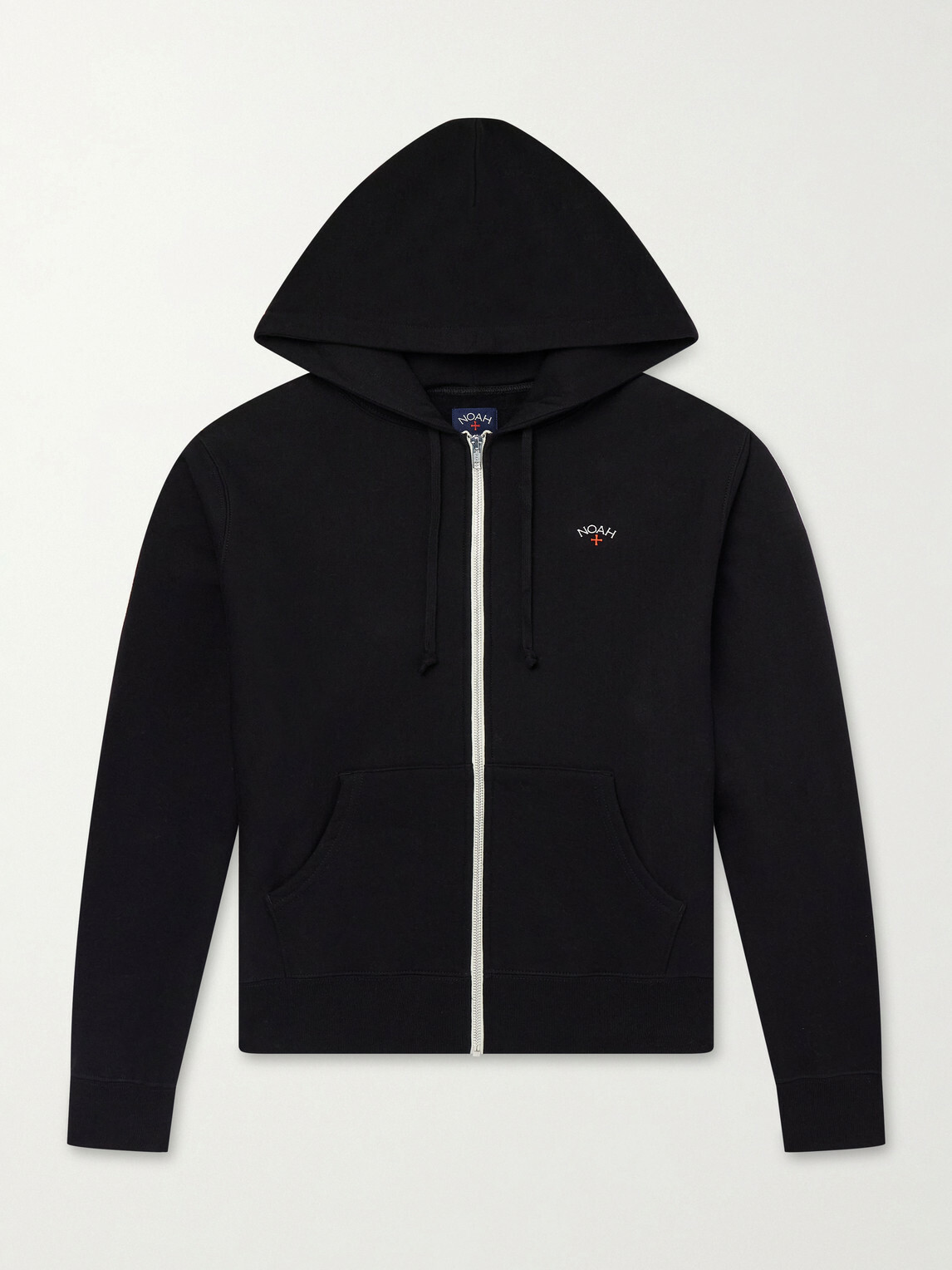 Noah - Logo-Embroidered Cotton-Jersey Zip-Up Hoodie - Black