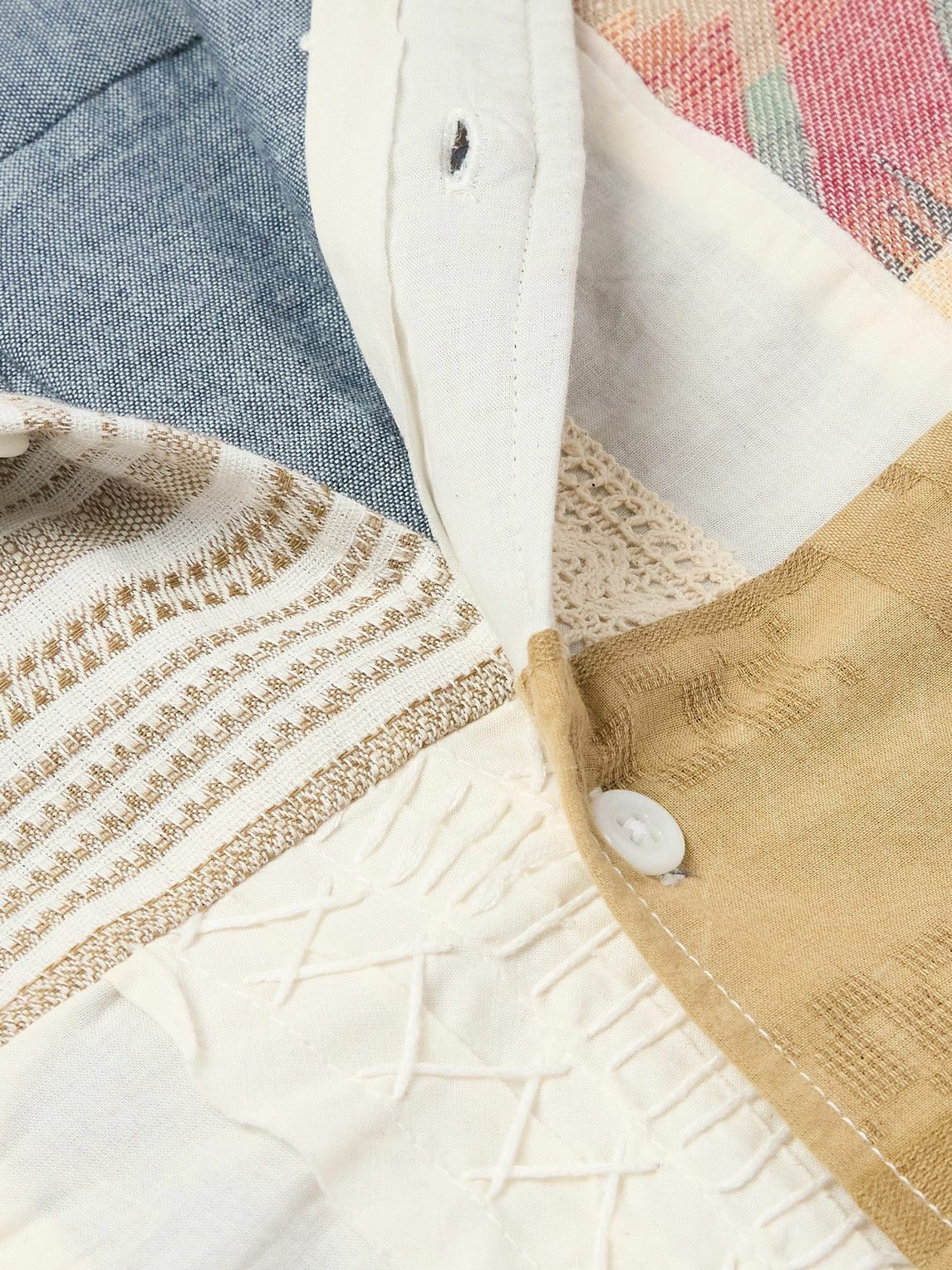 Monitaly - Garson Patchwork Cotton-Flannel Shirt - Neutrals