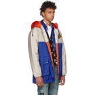 Gucci Blue and Beige Jacquard GG Hooded Jacket