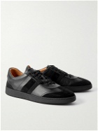 Salvatore Ferragamo - Garda Webbing-Trimmed Suede and Leather Sneakers - Black