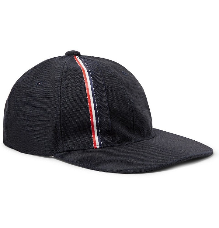 Photo: Thom Browne - Striped Selvedge-Trimmed Wool and Mohair-Blend Baseball Cap - Navy