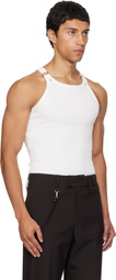 Courrèges White Buckle 90's Rib Tank Top