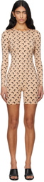 Marine Serre Beige Moon Printed Jersey Jumpsuit