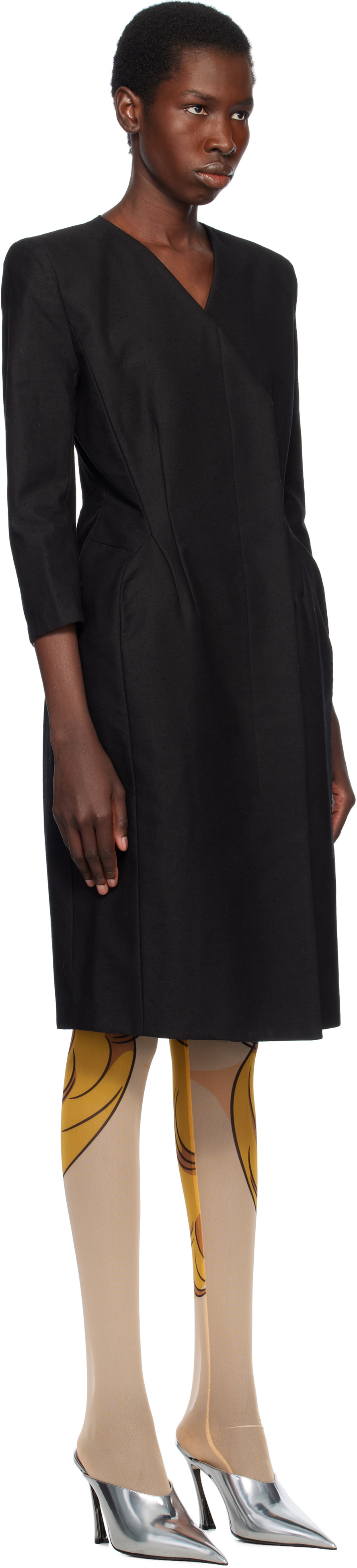 Pushbutton Black Hourglass Midi Dress