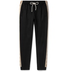 Gucci - Tapered Logo-Jacquard Webbing-Trimmed Tech-Jersey Track Pants - Black