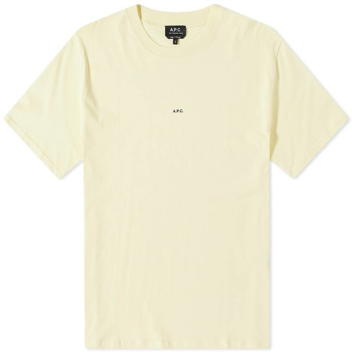 Photo: A.P.C. Men's Kyle Logo T-Shirt in Light Yellow