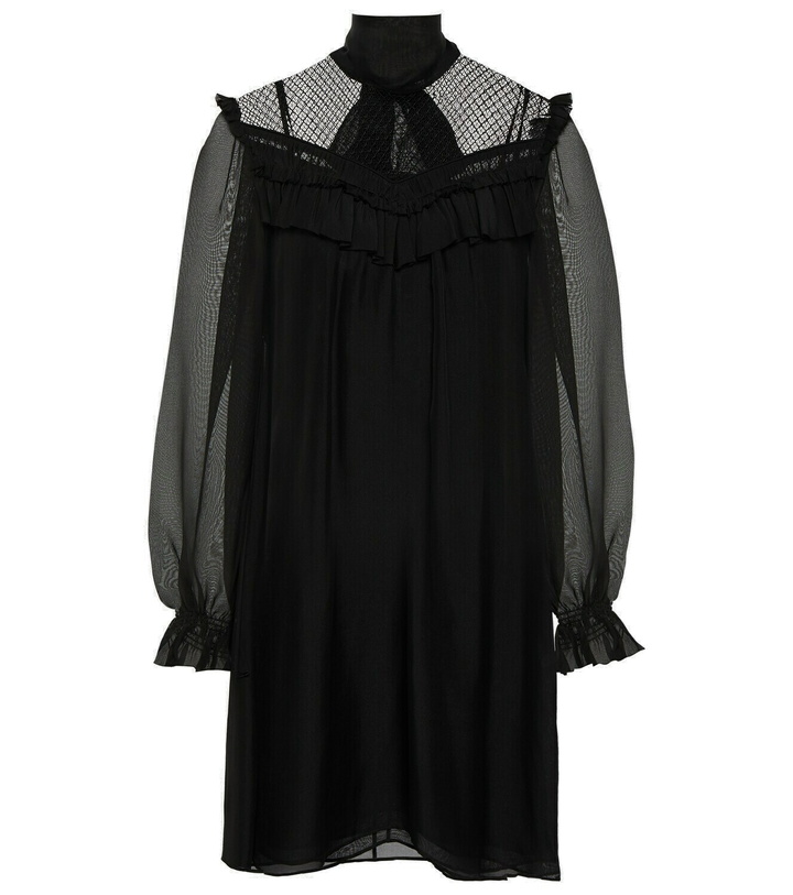 Photo: Dorothee Schumacher Lace-trimmed ruffled silk minidress