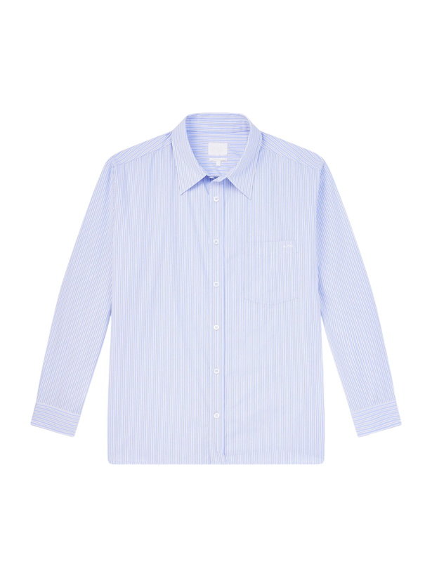 Photo: A.P.C. - Malaury Logo-Embroidered Striped Cotton-Poplin Shirt - Blue