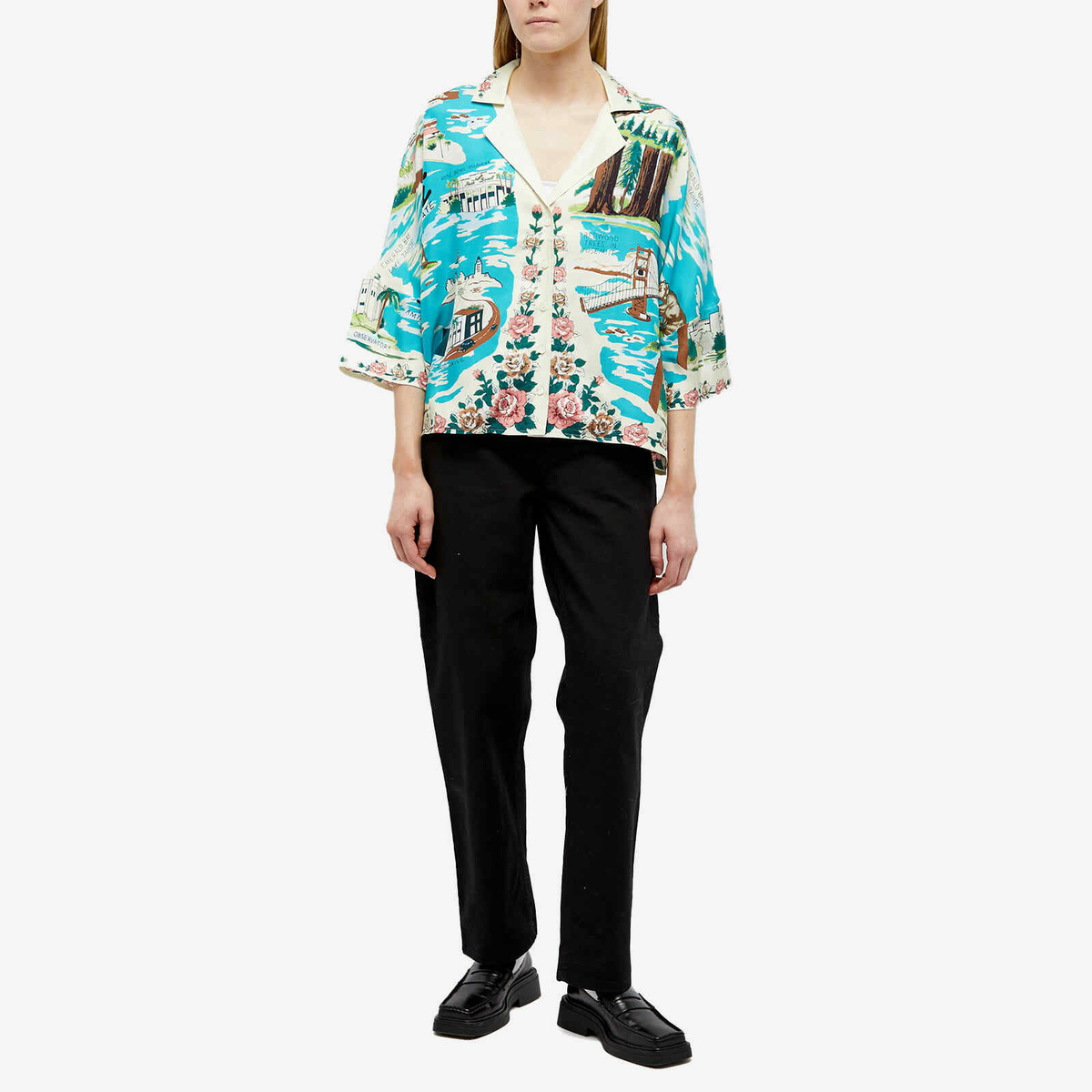 AMIRI Women's Hawaiian Bowling Shirt in Multi Silk Twill Amiri AMIRI Women's Hawaiian Bowling Shirt in Multi Silk Twill Amiri