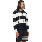 Thom Browne Navy & White Hector 4-Bar Rugby Hoodie