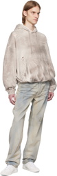 Feng Chen Wang Gray Sandwashed Ripped Hoodie